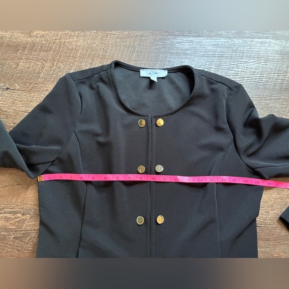 Libby Edelman Double Button Military style blazer Jacket black ribbed sz L EUC - Picture 9 of 14